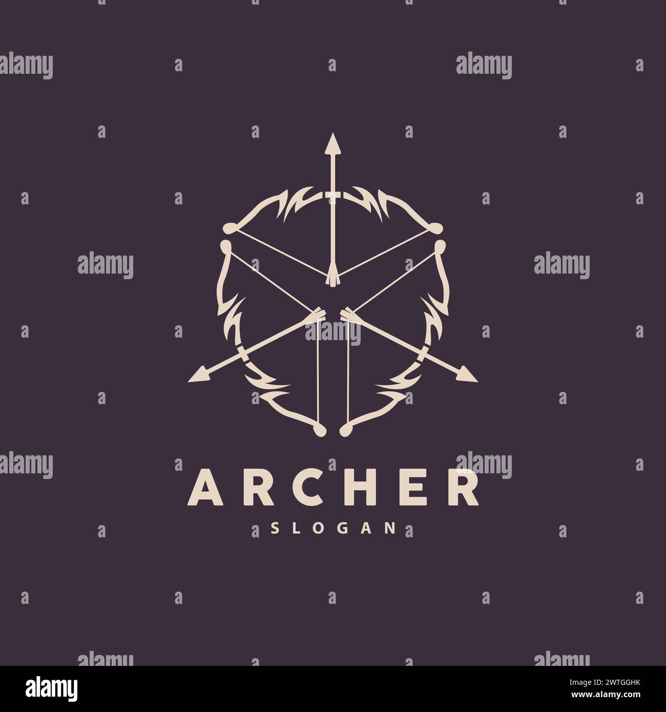 Archer Logo, Bogenschießen Pfeil Vektor, Elegantes Einfaches Minimalistisches Design, Symbol Symbol Illustration Vorlage Stock Vektor