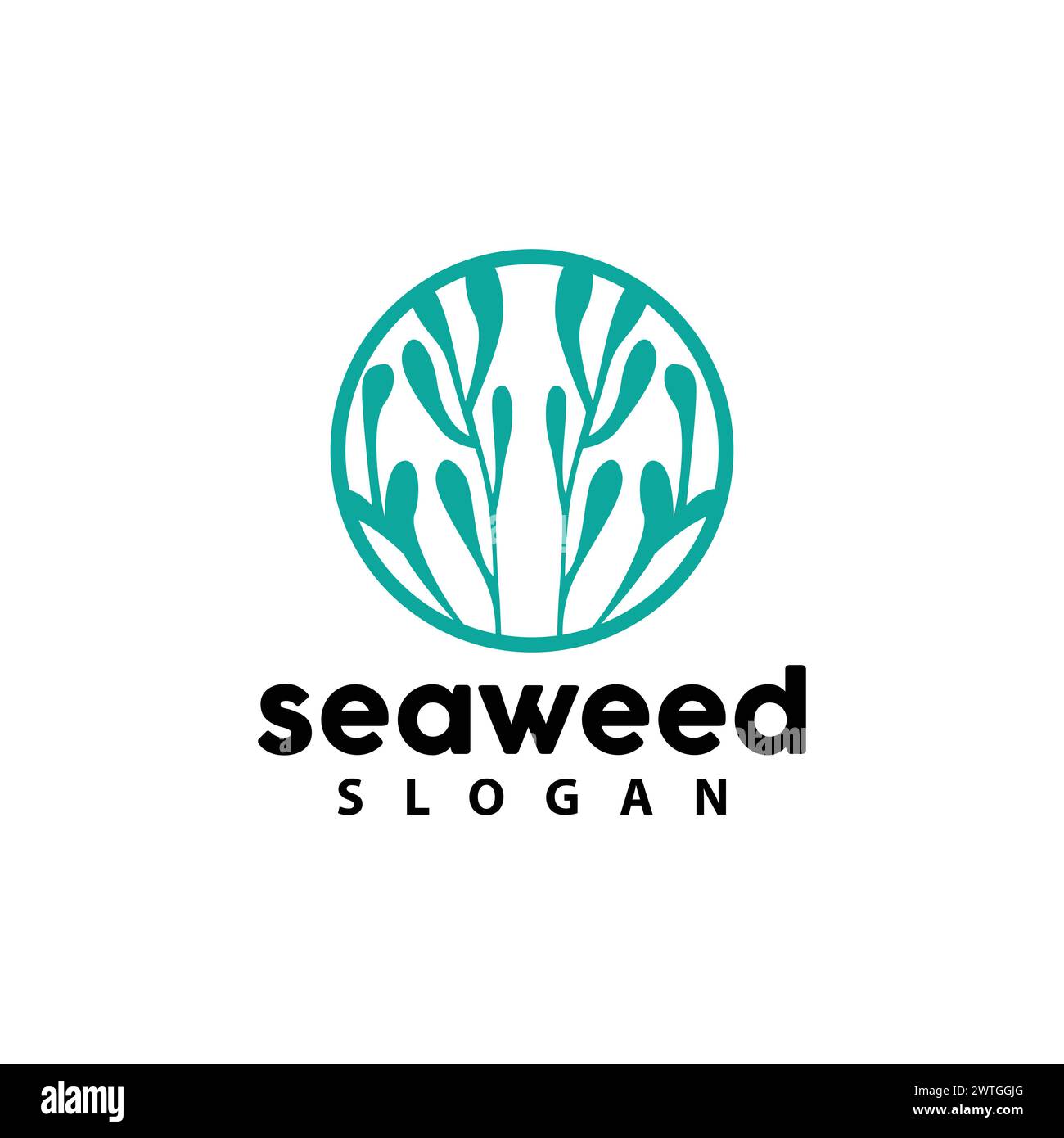 Seetang-Logo, Unterwasserpflanze-Vektor, Einfaches Blatt-Design, Illustration Template Symbol Symbol Symbol Stock Vektor