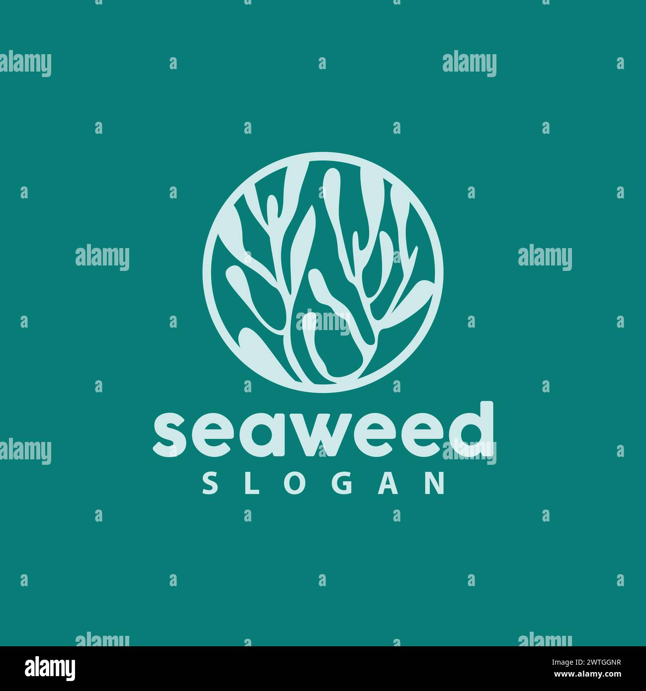 Seetang-Logo, Unterwasserpflanze-Vektor, Einfaches Blatt-Design, Illustration Template Symbol Symbol Symbol Stock Vektor