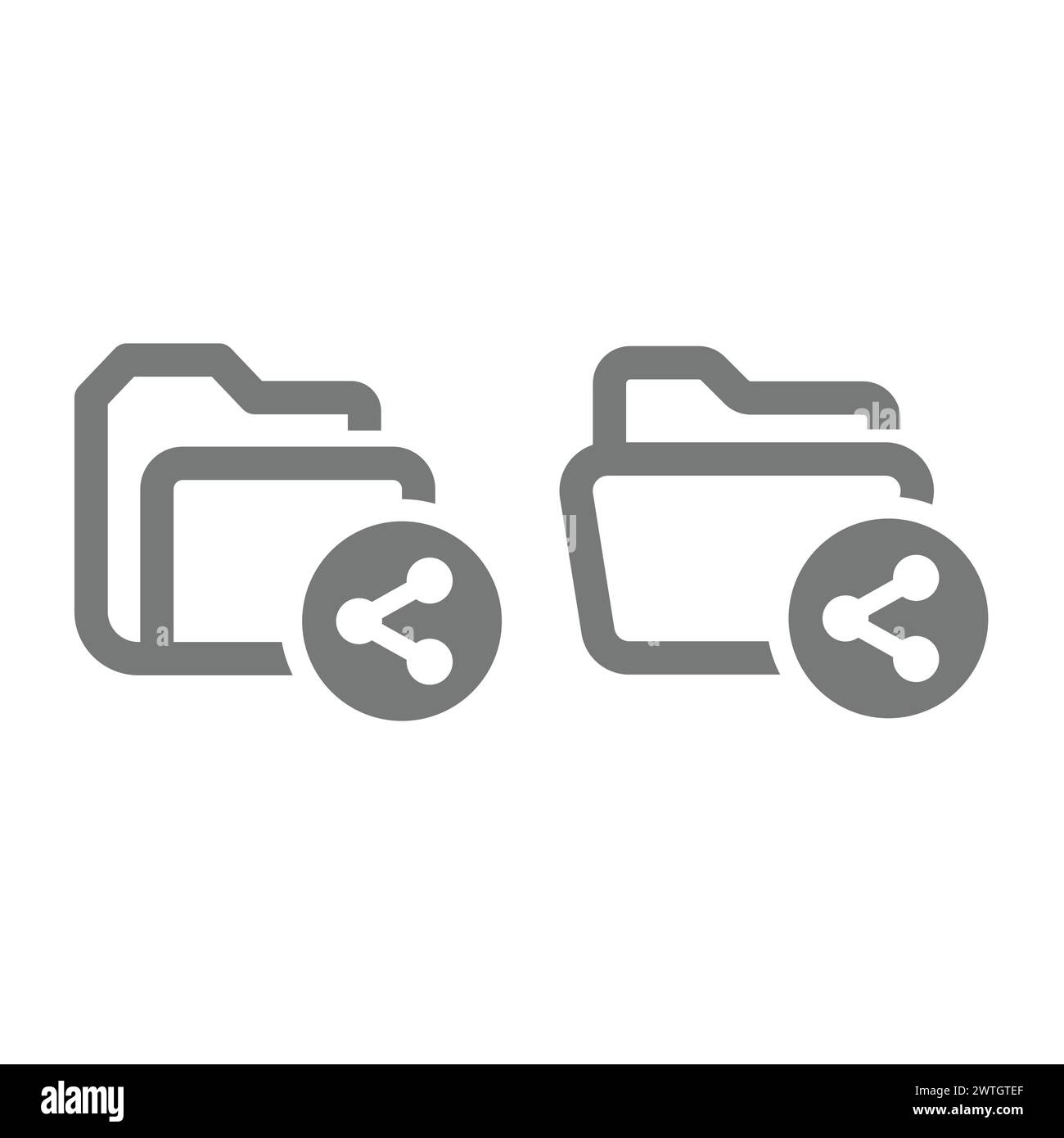 Symbol für Datei- oder Ordnervektor freigeben. Einfache Linie und Glyphe. Stock Vektor