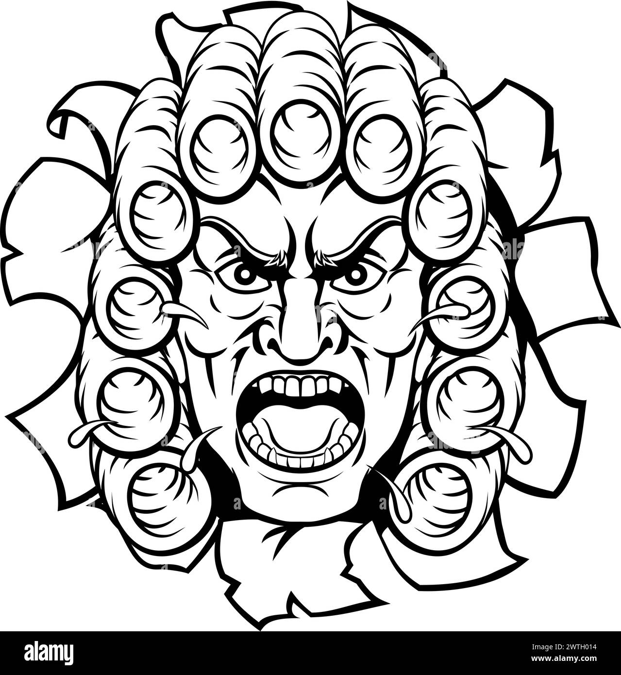 Wütend Richter Zeichentrickfigur Stock Vektor