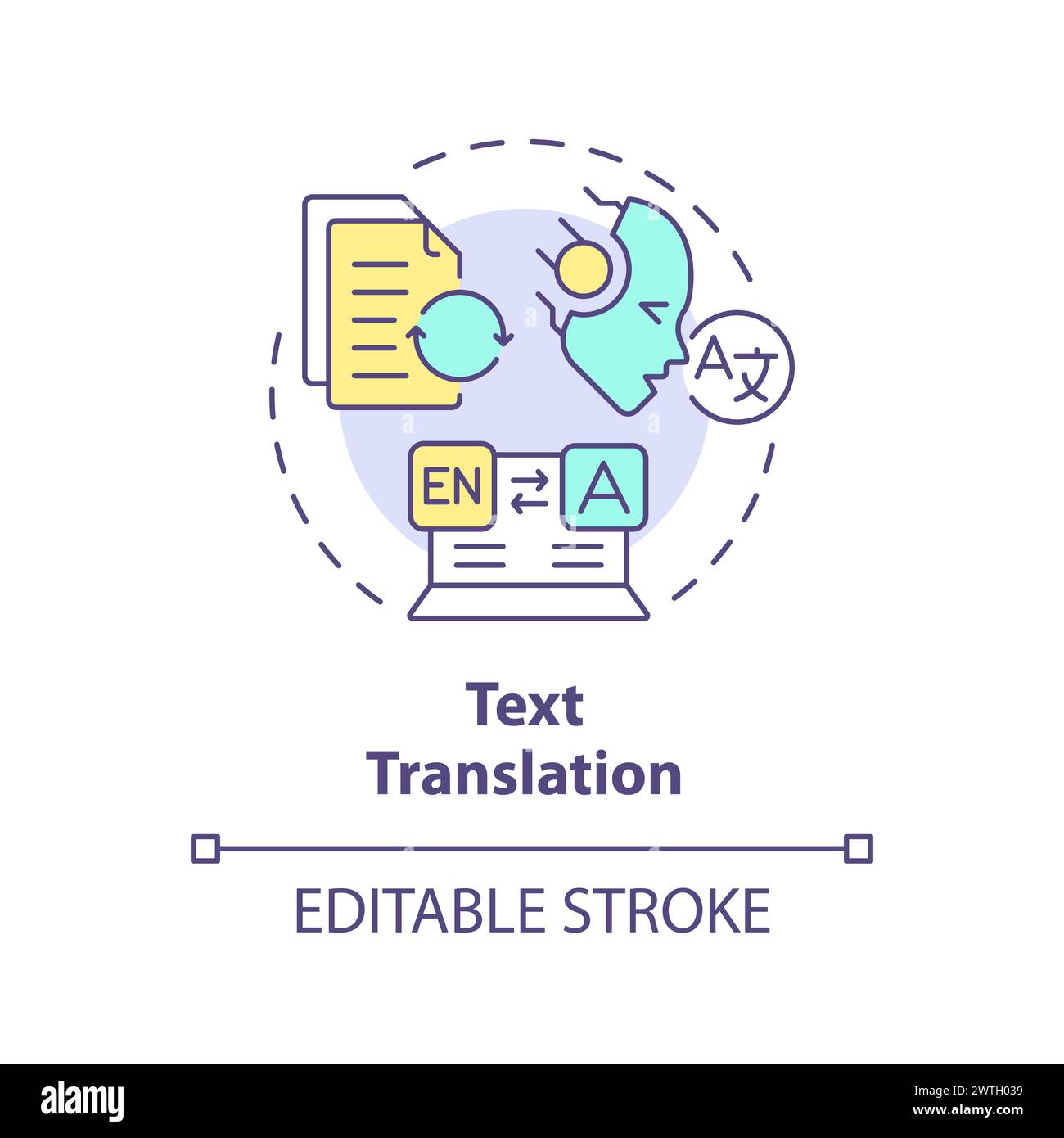 Symbol für mehrfarbiges Konzept für Textübersetzung Stock Vektor