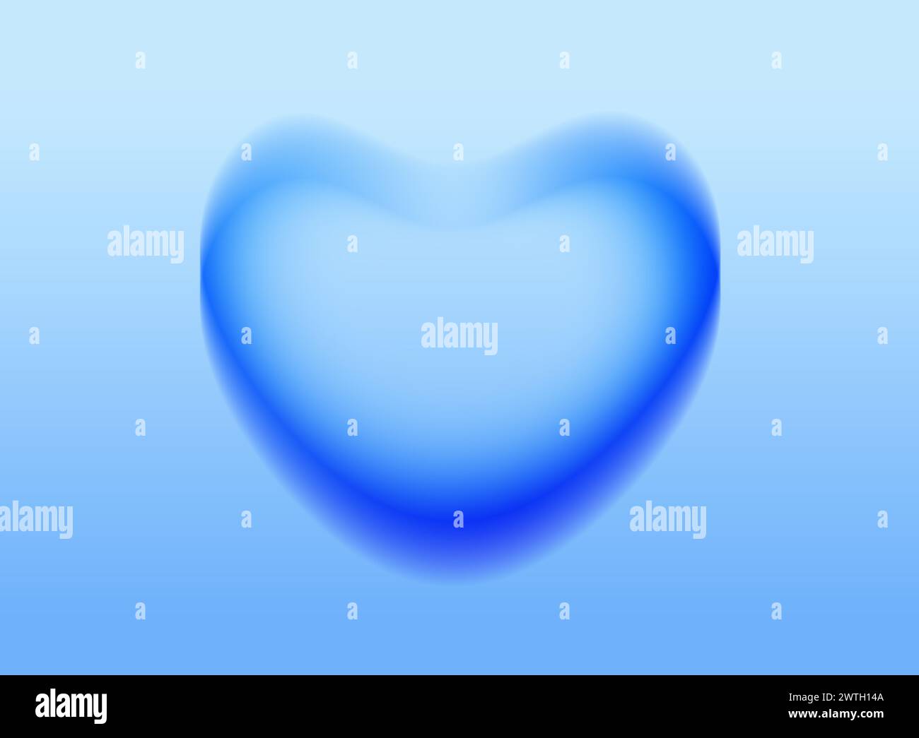 Abbildung: Blaues 3D-Herz mit Farbverlauf im Hintergrund Stockfoto