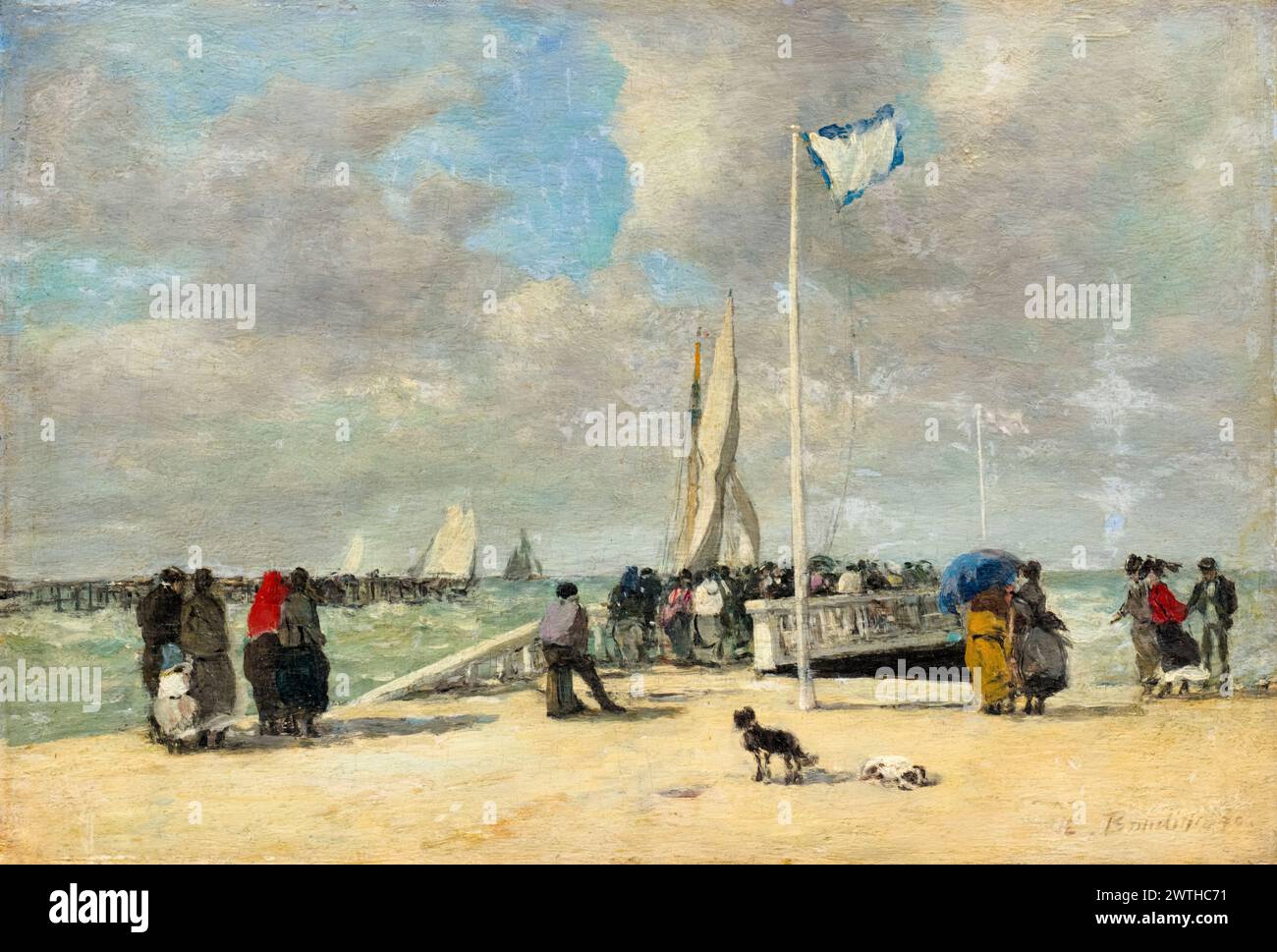 Eugène Boudin, auf dem Steg, Ölgemälde auf Holz, 1869-1870 Stockfoto