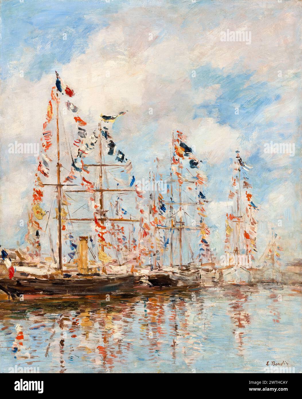 Eugène Boudin Gemälde, Yachtbecken in Trouville-Deauville, Öl auf Holz, 1895-1896 Stockfoto