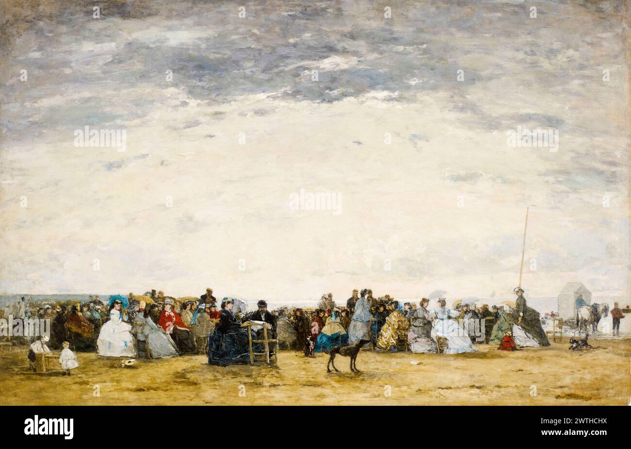 Eugène Boudin, Urlauber am Strand von Trouville, Ölgemälde auf Leinwand, 1864 Stockfoto