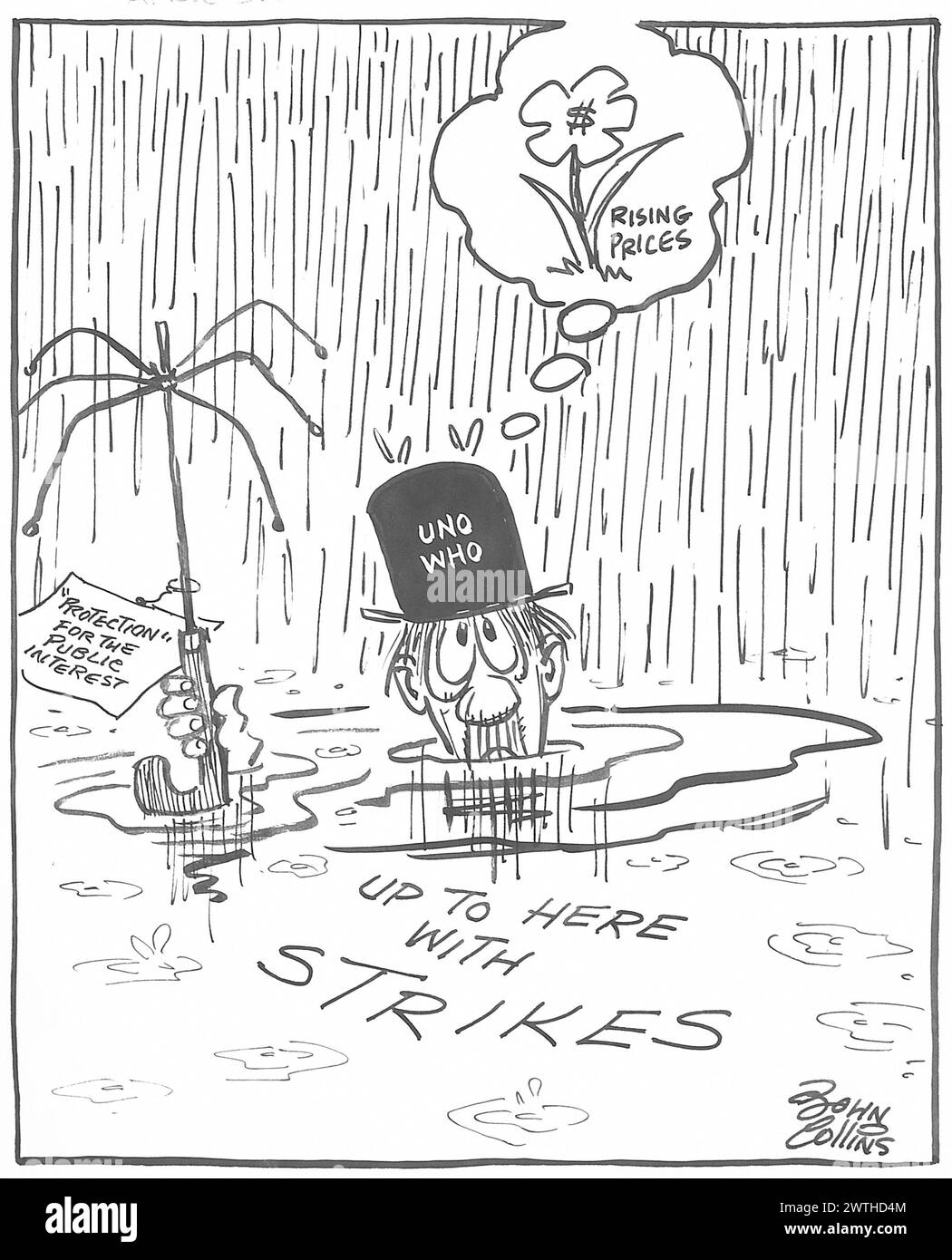 Cartoon - April-Duschen - Bringen Sie Mai-Blumen. John Collins (1917-2007) Stockfoto