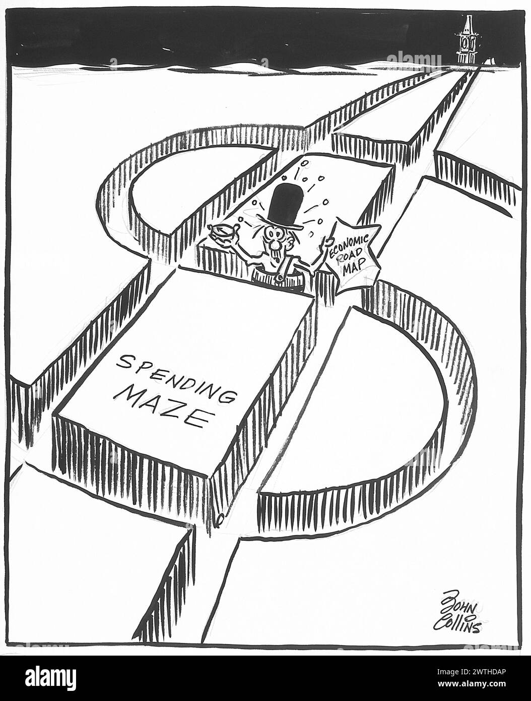 Cartoon – Zeig mir den Weg nach Hause. John Collins (1917-2007) Stockfoto