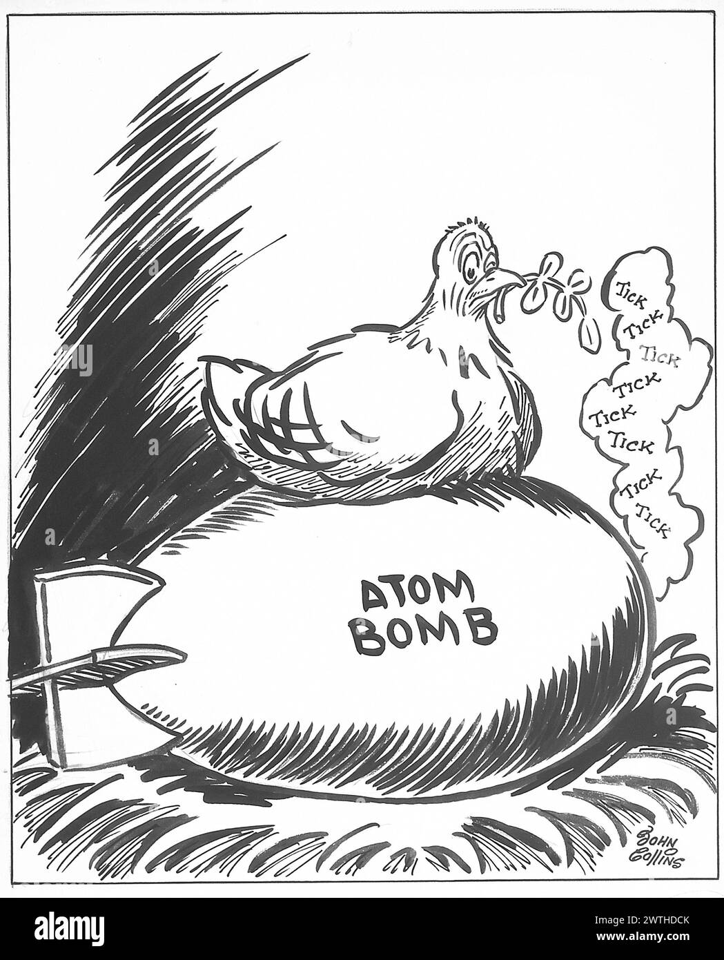 Cartoon - die Taube des Friedens - 1946. John Collins (1917-2007) Stockfoto