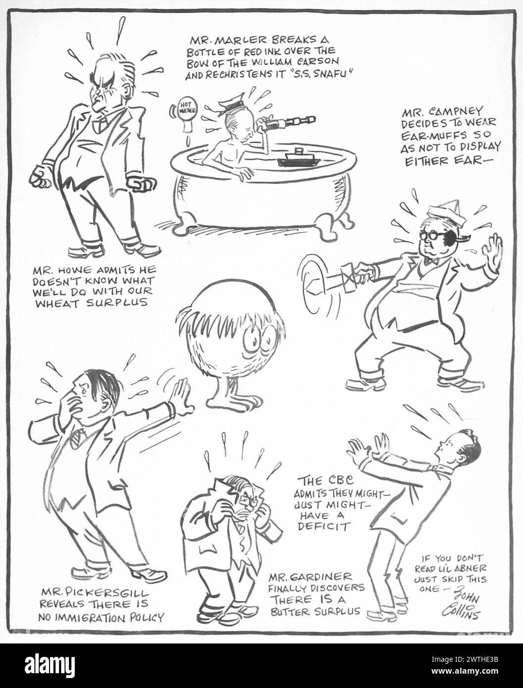 Cartoon - der kahlköpfige Iggle in Ottawa. John Collins (1917-2007) Stockfoto