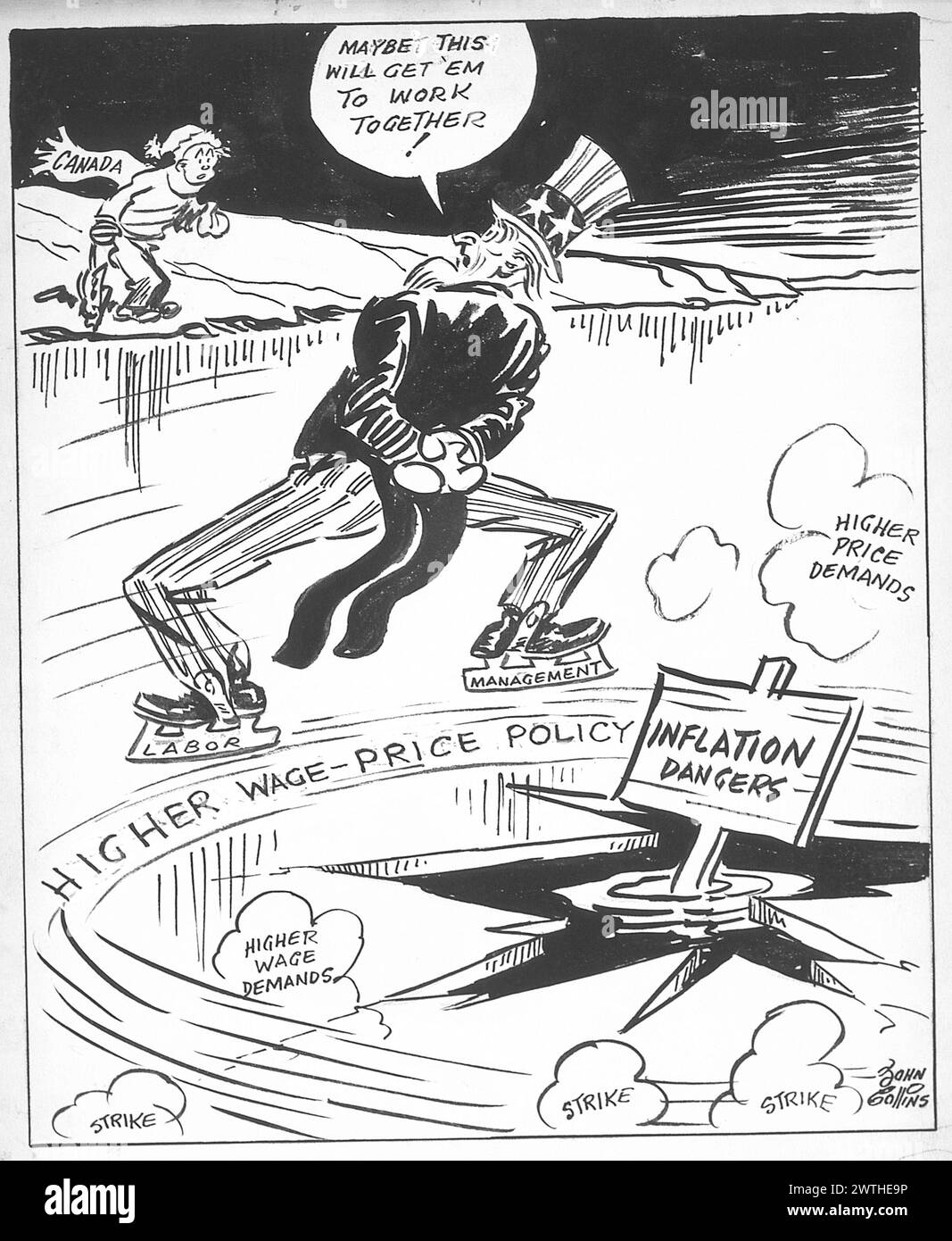 Zeichentrick - Dünnes Eis John Collins (1917-2007) Stockfoto