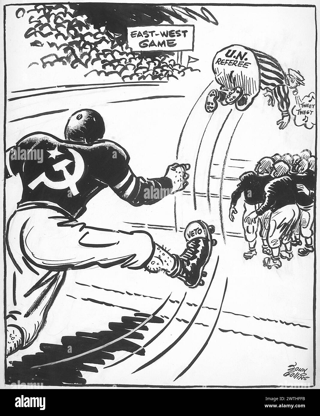 Cartoon - Kickoff-Russischer Stil. John Collins (1917-2007) Stockfoto