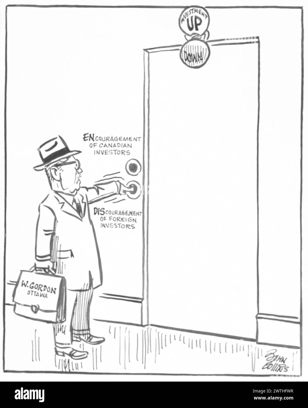 Cartoon - immer noch die falsche Taste drücken. John Collins (1917-2007) Stockfoto