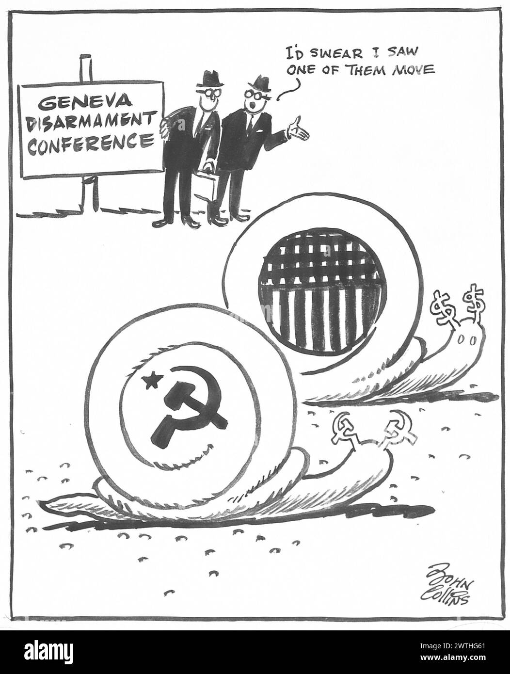 Cartoon - Schweizer Bewegung. John Collins (1917-2007) Stockfoto