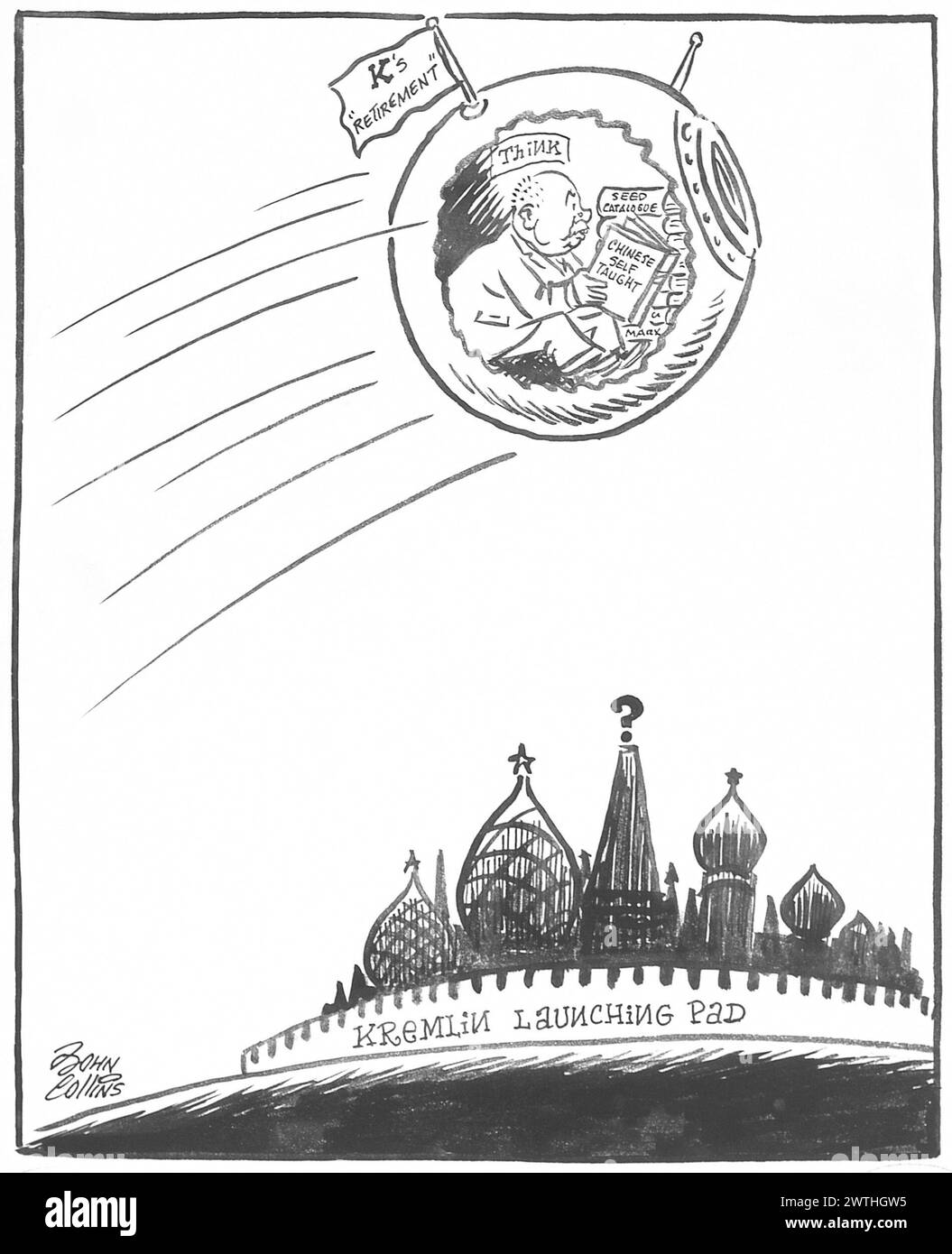 Cartoon - die Russen haben noch einen in Orbit gebracht. John Collins (1917-2007) Stockfoto