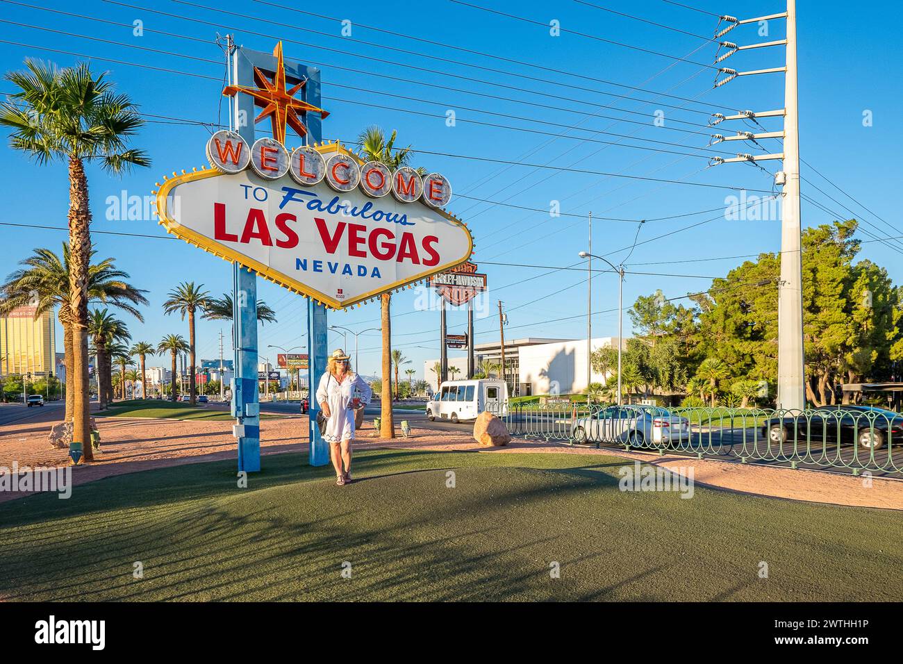 Das berühmte Schild „Welcome to Fabulous Las Vegas“ auf dem Las Vegas Boulevard stammt aus dem Jahr 1959. Stockfoto