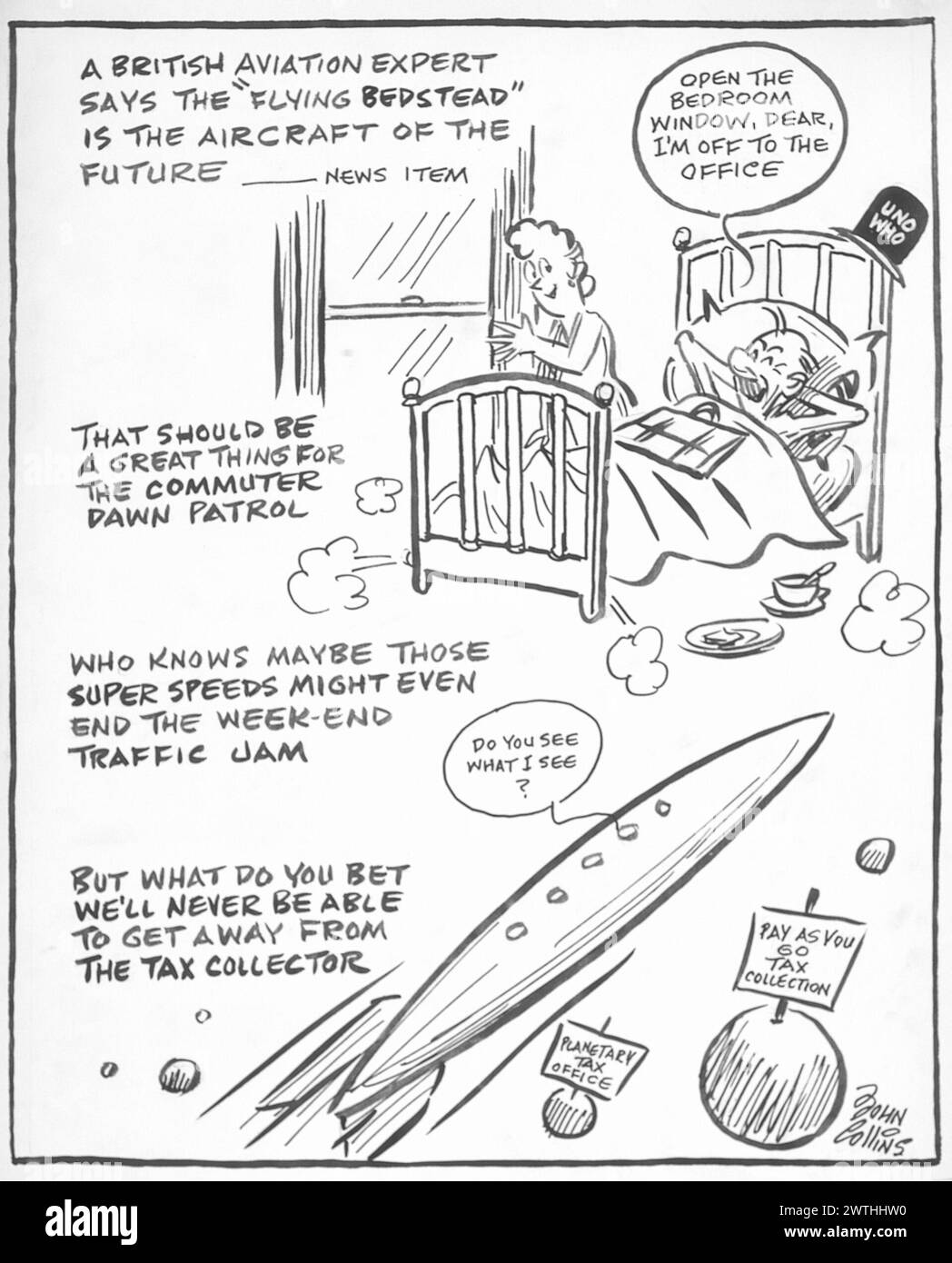 Cartoon - die Welt von morgen. John Collins (1917-2007) Stockfoto