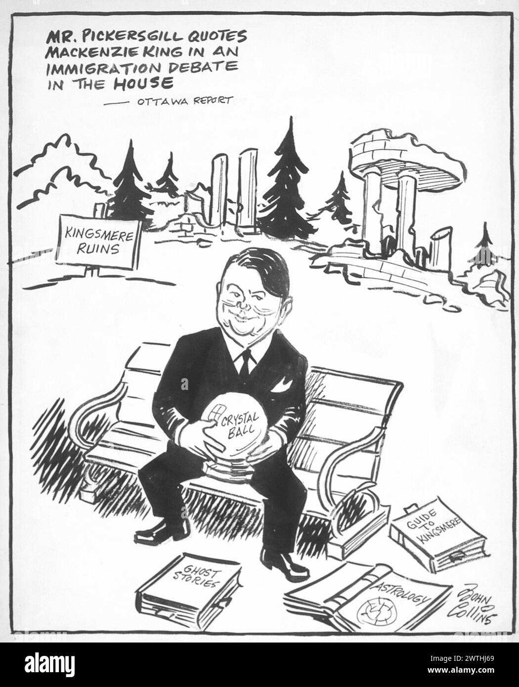 Cartoon - Warten auf eine Einwanderungspolitik. John Collins (1917-2007) Stockfoto