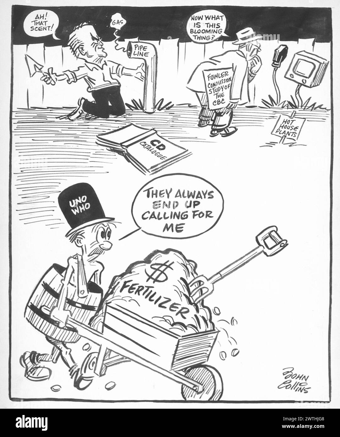 Cartoon - Maiblumen. John Collins (1917-2007) Stockfoto