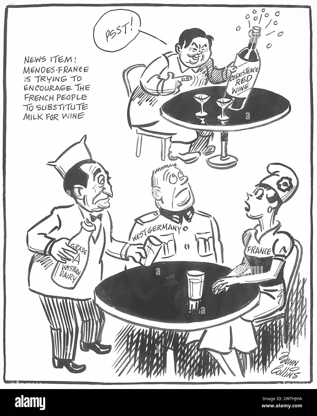 Cartoon - Mendes Milk Bar. John Collins (1917-2007) Stockfoto