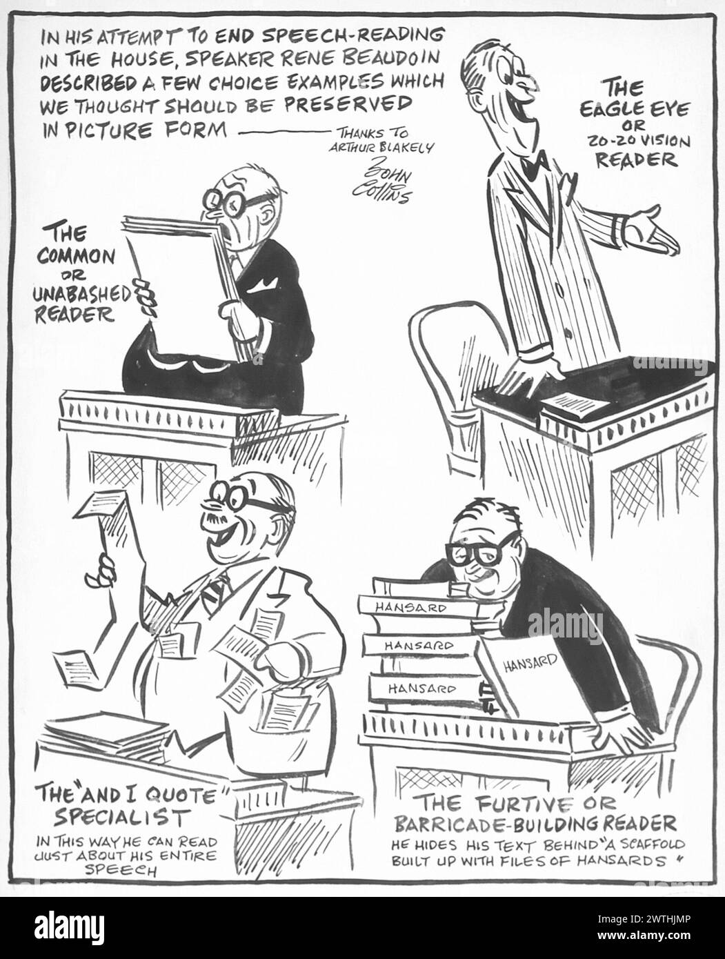 Cartoon - Lesersuche. John Collins (1917-2007) Stockfoto