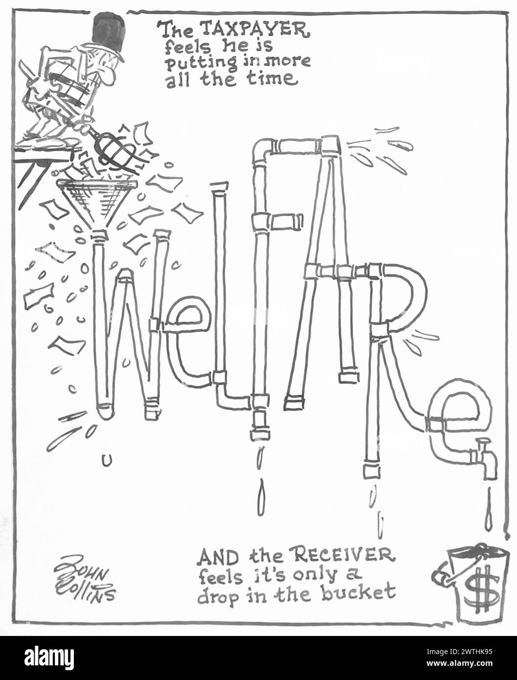 Cartoon - scheint an beiden Enden nicht zu funktionieren. John Collins (1917-2007) Stockfoto