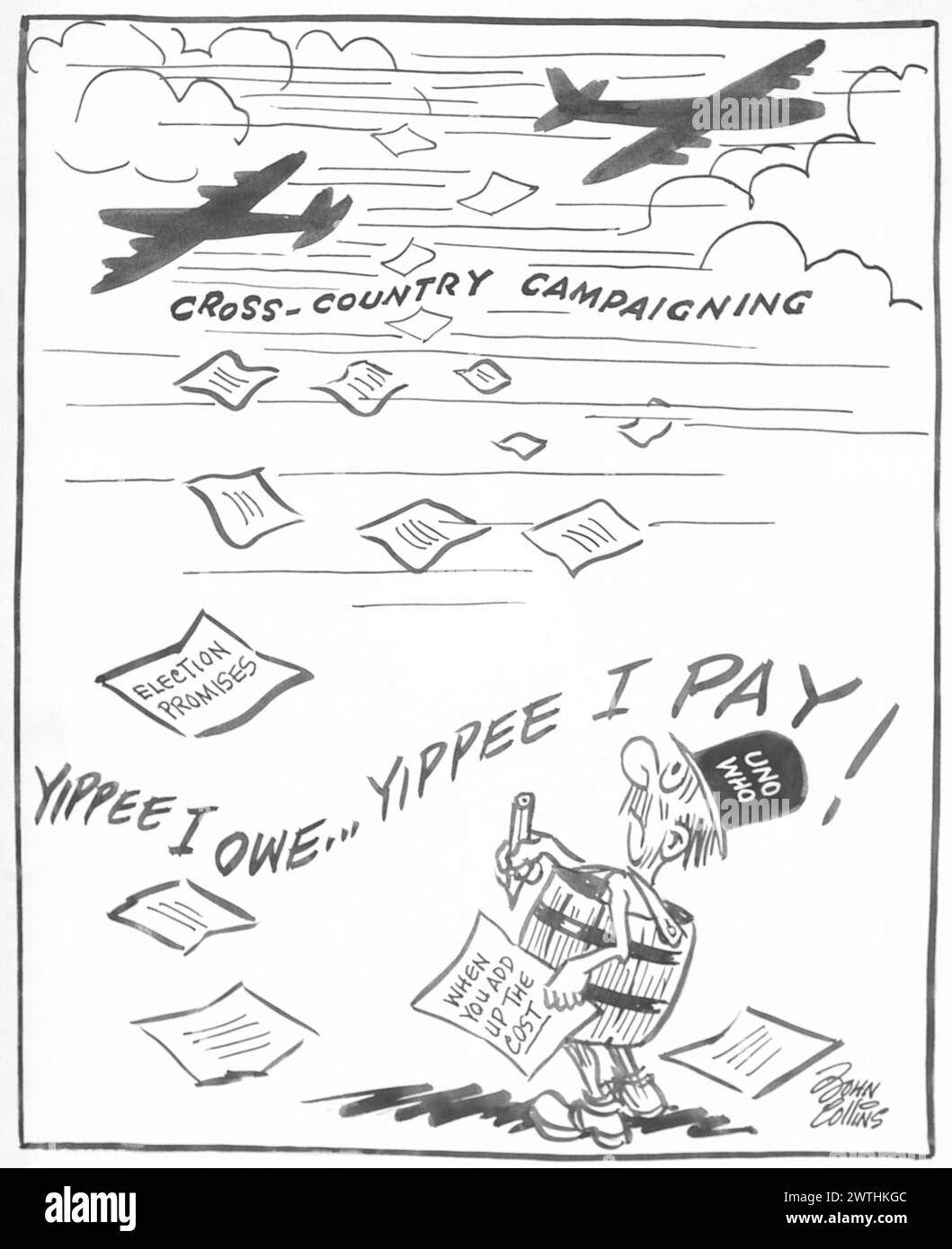 Cartoon - Geisterschreiber im Himmel. John Collins (1917-2007) Stockfoto