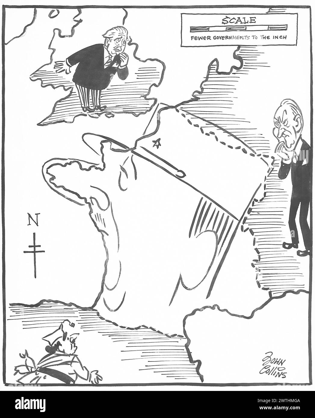 Cartoon - neue Karte von Frankreich. John Collins (1917-2007) Stockfoto