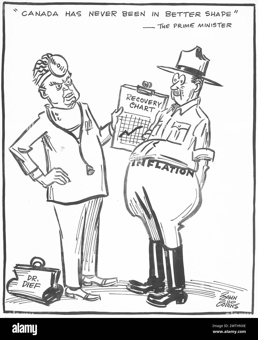 Cartoon - wächst in jeder Hinsicht. John Collins (1917-2007) Stockfoto