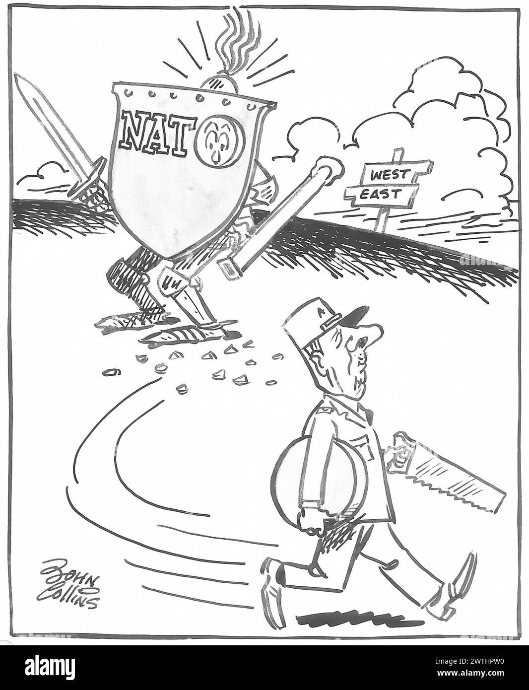 Cartoon - das Loch im Schild. John Collins (1917-2007) Stockfoto