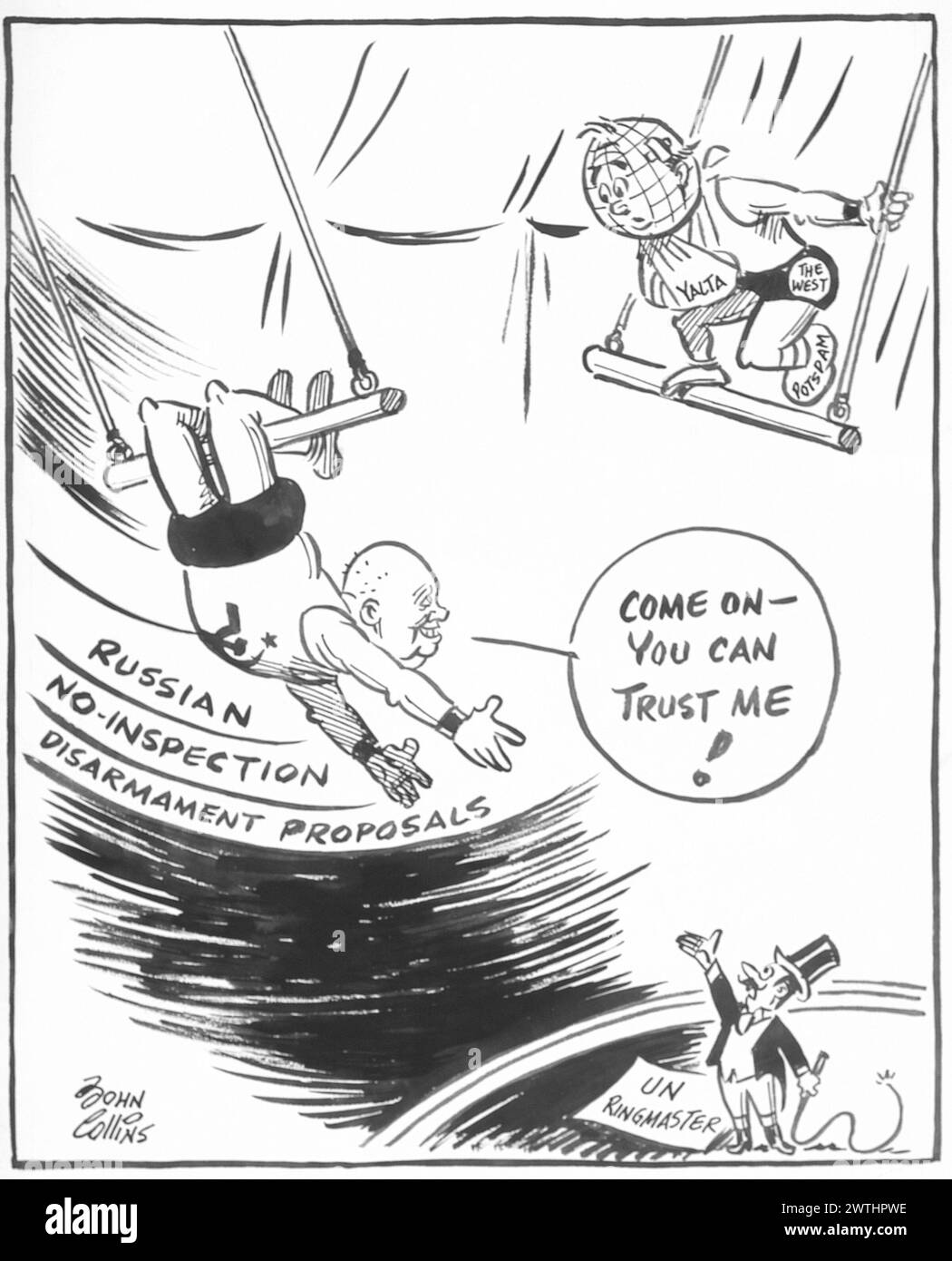 Cartoon - ohne Sicherheitsnetz. John Collins (1917-2007) Stockfoto