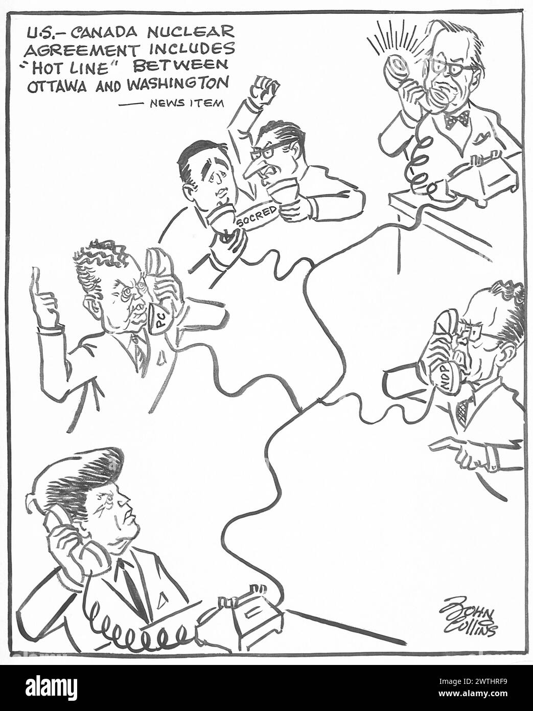 Cartoon - Partylinie. John Collins (1917-2007) Stockfoto