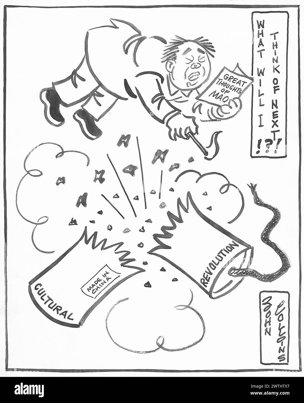 Cartoon - das Land, das Schießpulver erfunden hat. John Collins (1917-2007) Stockfoto