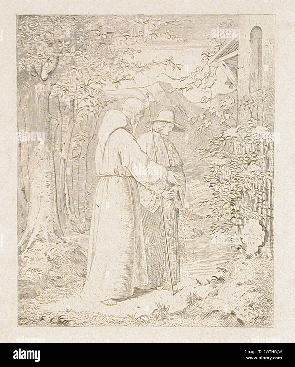 Ätzen - zwei religiöse Figuren, d. h.? Stockfoto