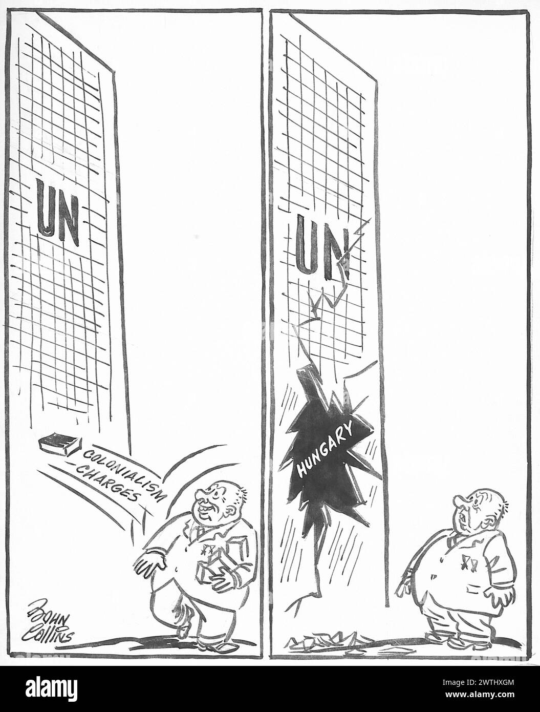 Cartoon - Menschen, die in Glashäusern leben. John Collins (1917-2007) Stockfoto