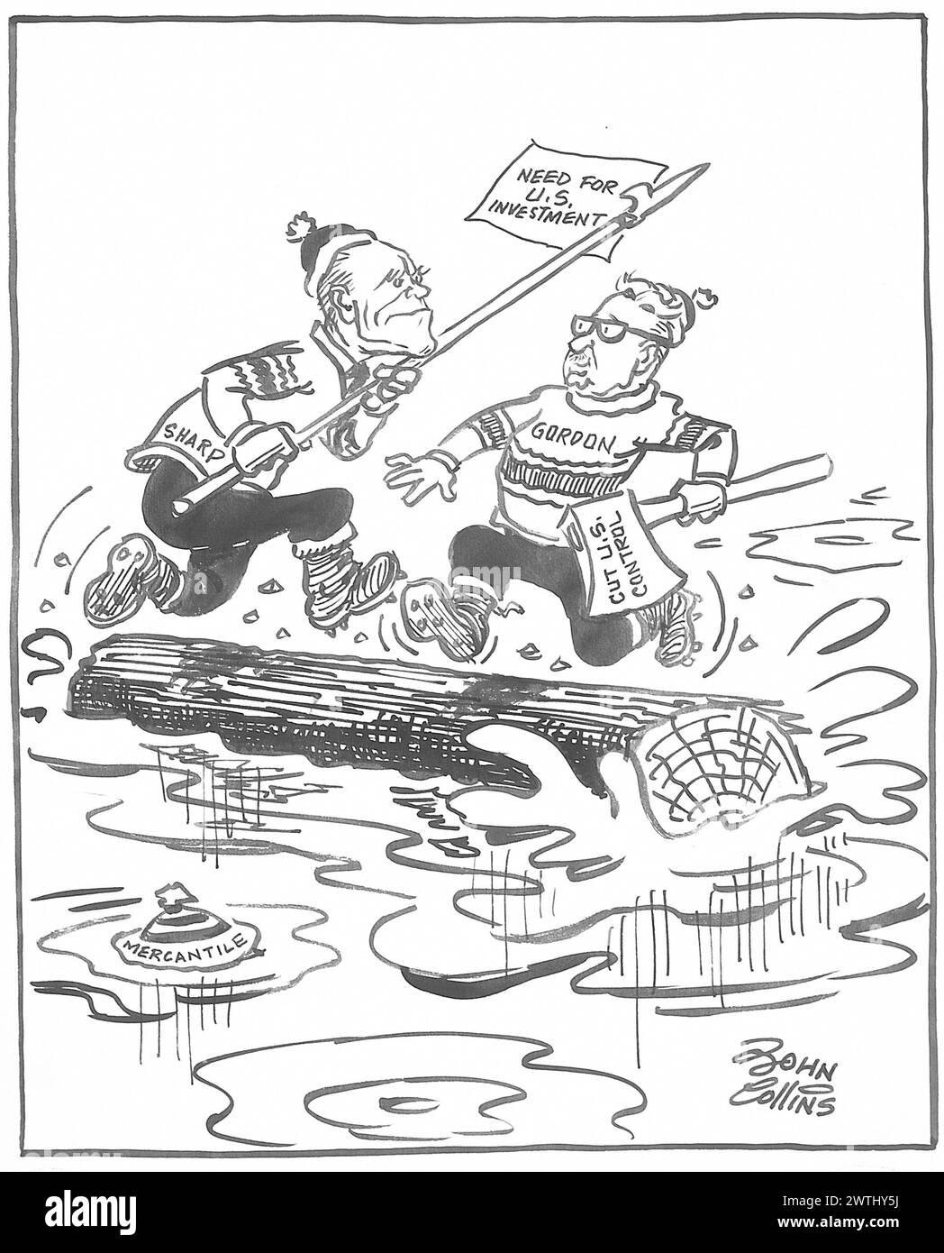Cartoon - Finanzprotokollrollen. John Collins (1917-2007) Stockfoto