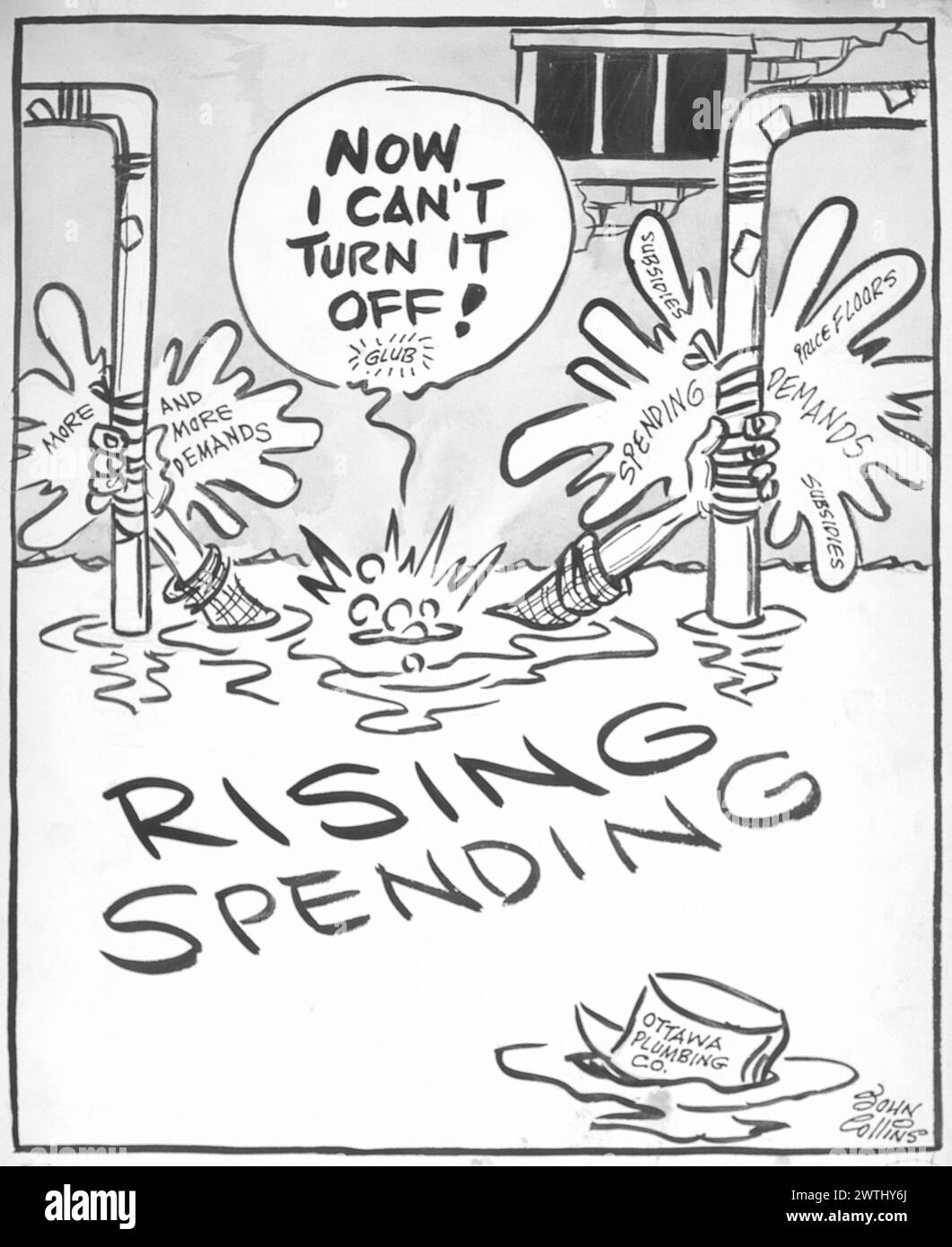 Cartoon - Klempner Hat Seine Werkzeuge Vergessen. John Collins (1917-2007) Stockfoto