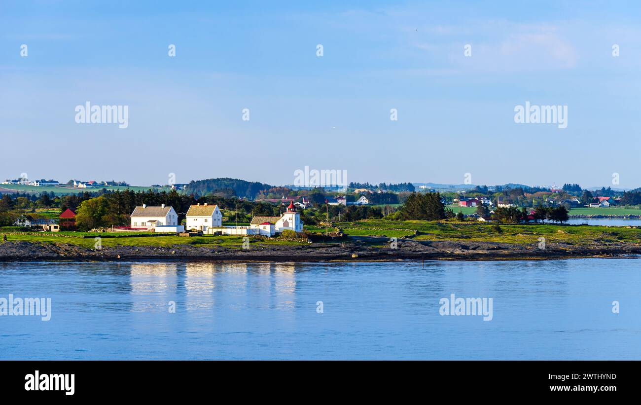 Tungenes Fyr über FjordSailing, Stavanger, Boknafjorden, Norwegen, Europa Stockfoto