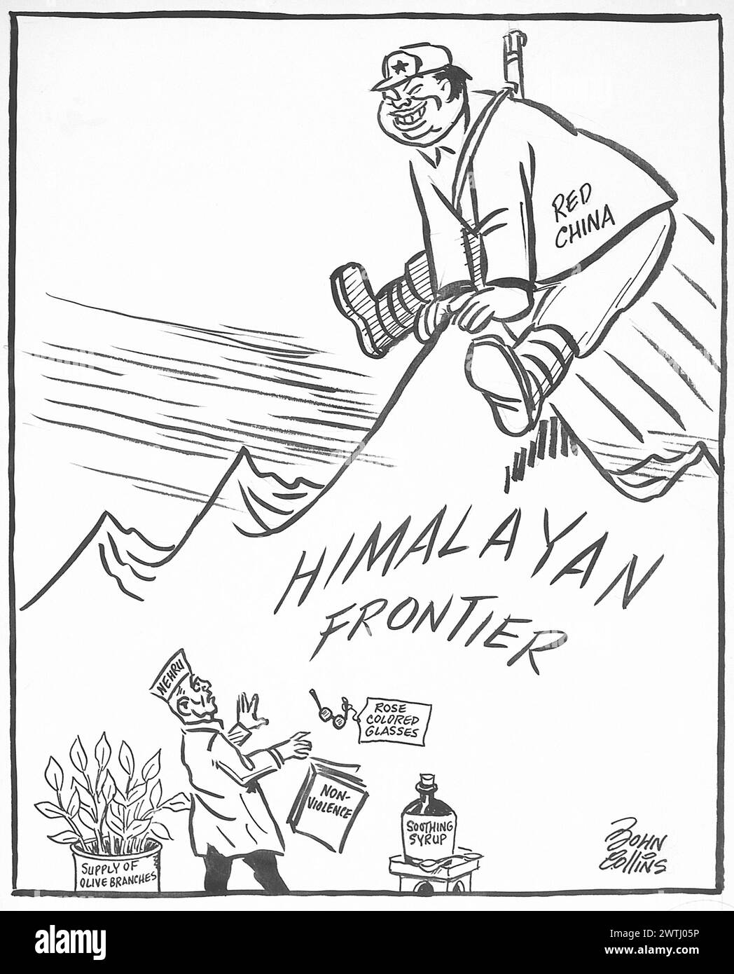 Cartoon - Großer Sprung Nach Vorne. John Collins (1917-2007) Stockfoto