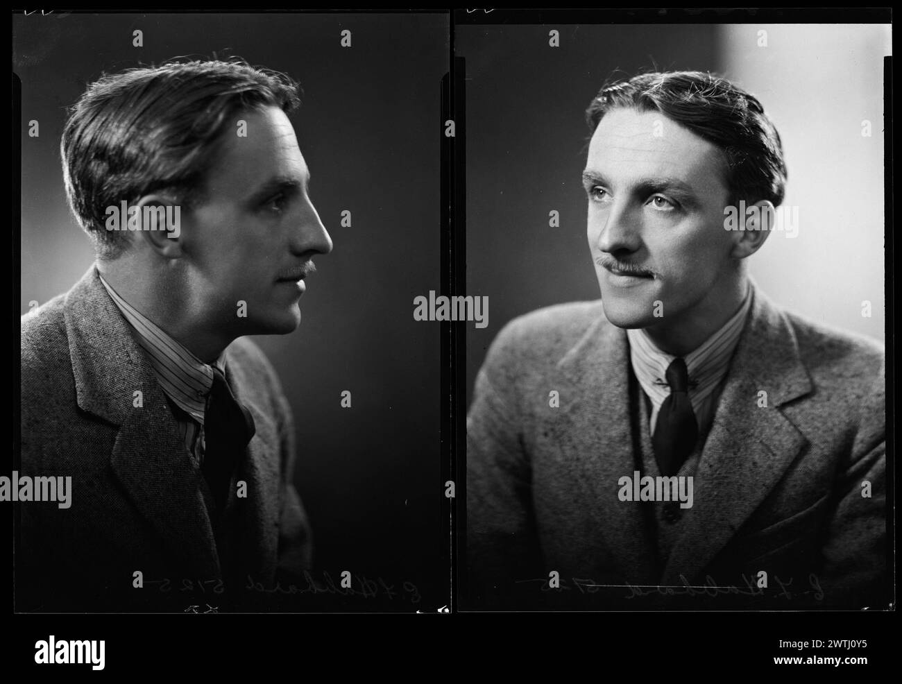 Mr. EF Hibbard Schwarzweiß-negative, Studio-Porträts, Gelatine-Silber-negative Stockfoto