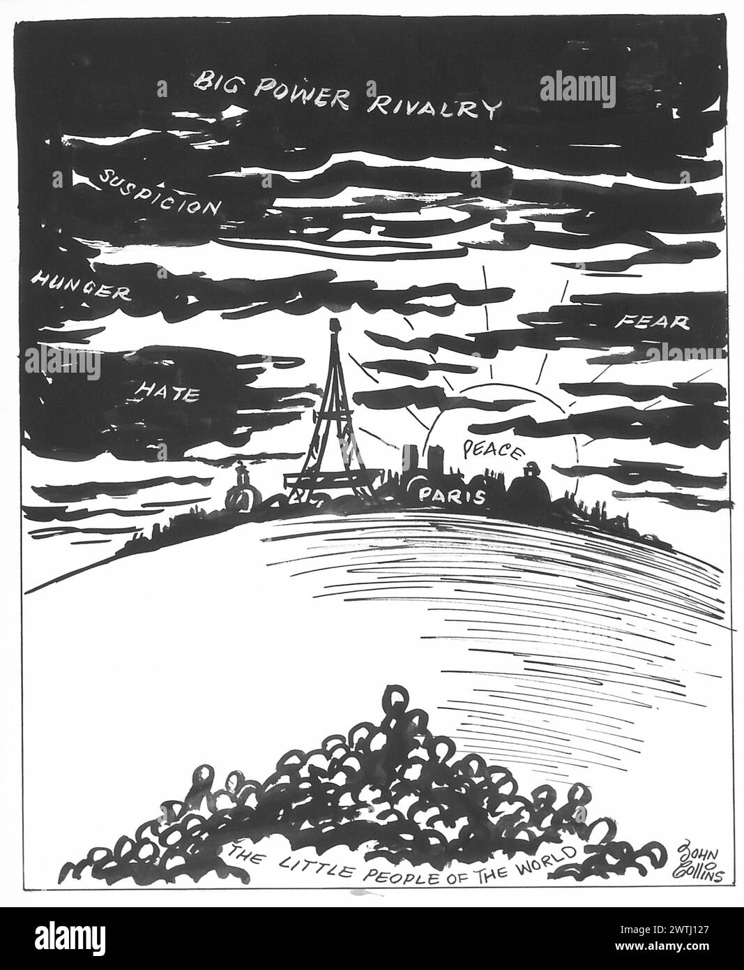 Cartoon - die Welt wartet auf den Sonnenaufgang. John Collins (1917-2007) Stockfoto