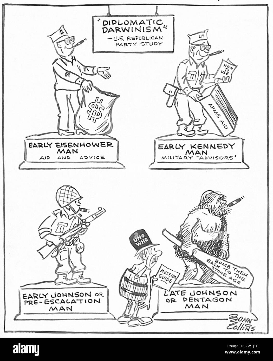 Cartoon - Entwickelt Sich Der Mensch Rückwärts? John Collins (1917-2007) Stockfoto