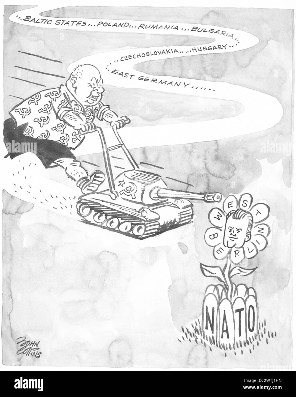 Cartoon – Der Power Mäher. John Collins (1917-2007) Stockfoto