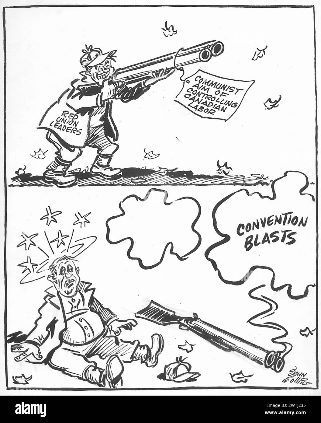 Cartoon - Big Gun-Big Kick. John Collins (1917-2007) Stockfoto