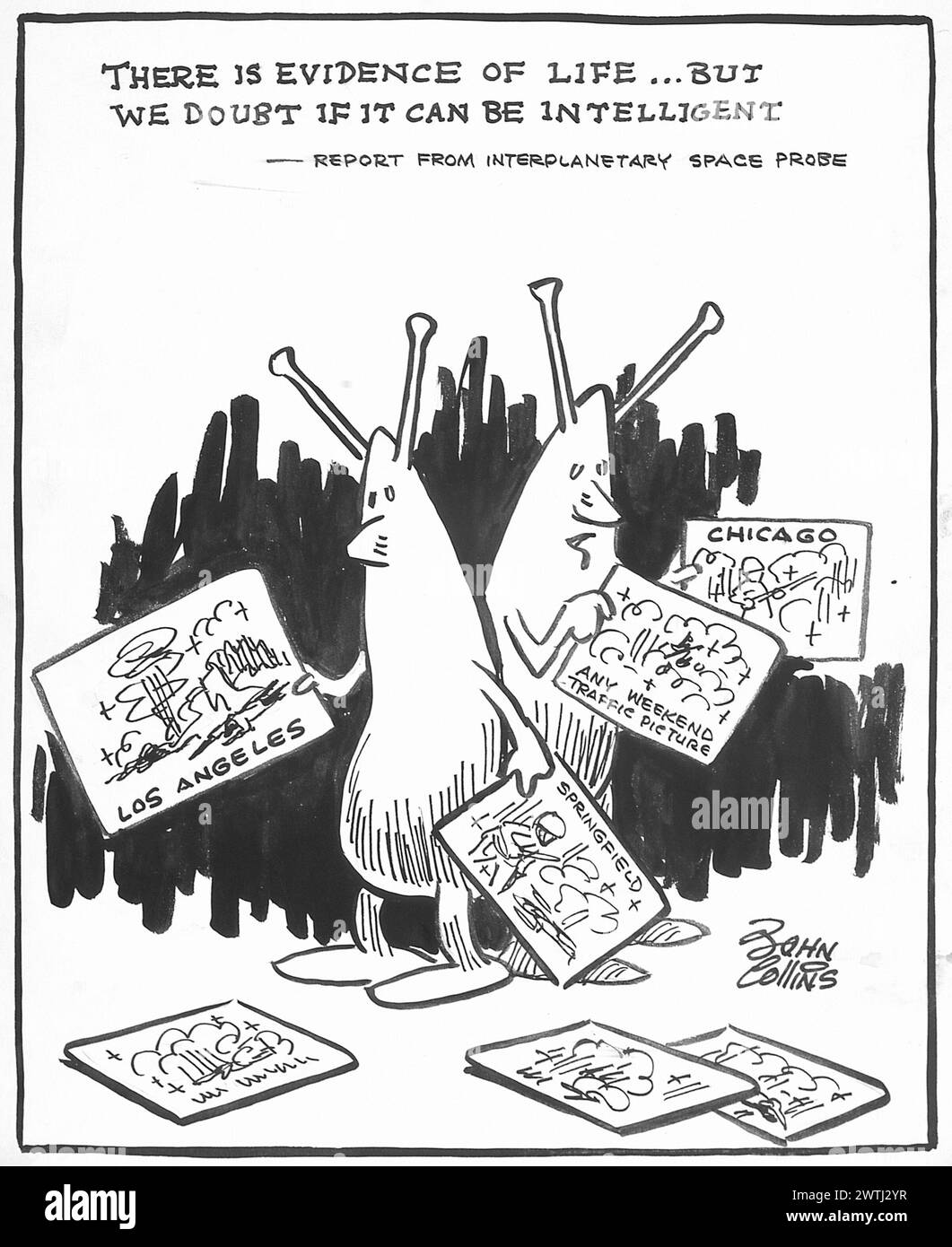 Cartoon - wenn andere Planeten Fotos von uns machen. John Collins (1917-2007) Stockfoto