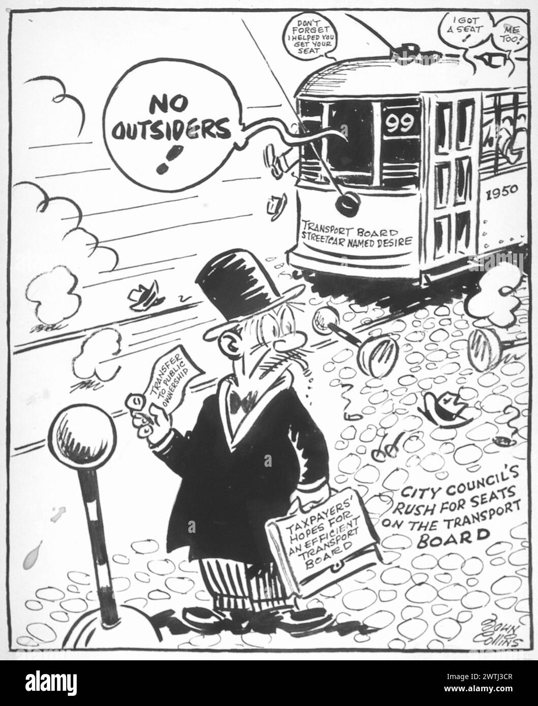 Cartoon - wie gewohnt zurückgelassen. John Collins (1917-2007) Stockfoto