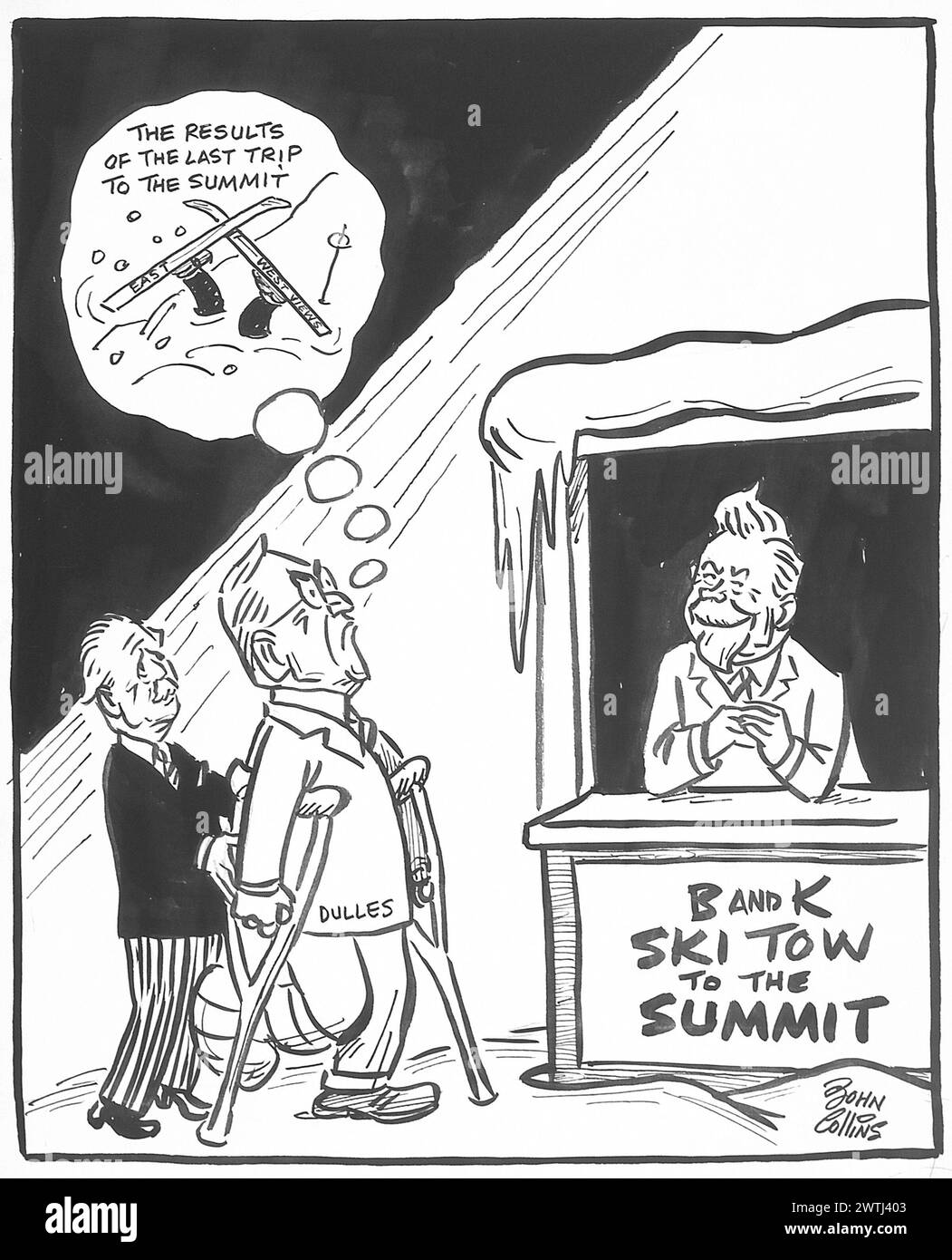 Cartoon - Wintersport. John Collins (1917-2007) Stockfoto