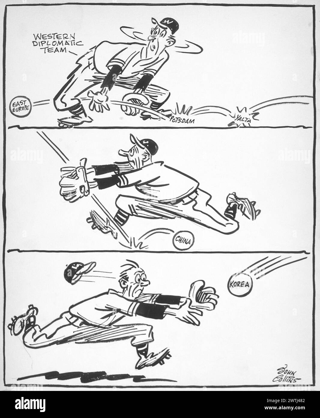 Cartoon - Wir können nicht wieder fummeln. John Collins (1917-2007) Stockfoto