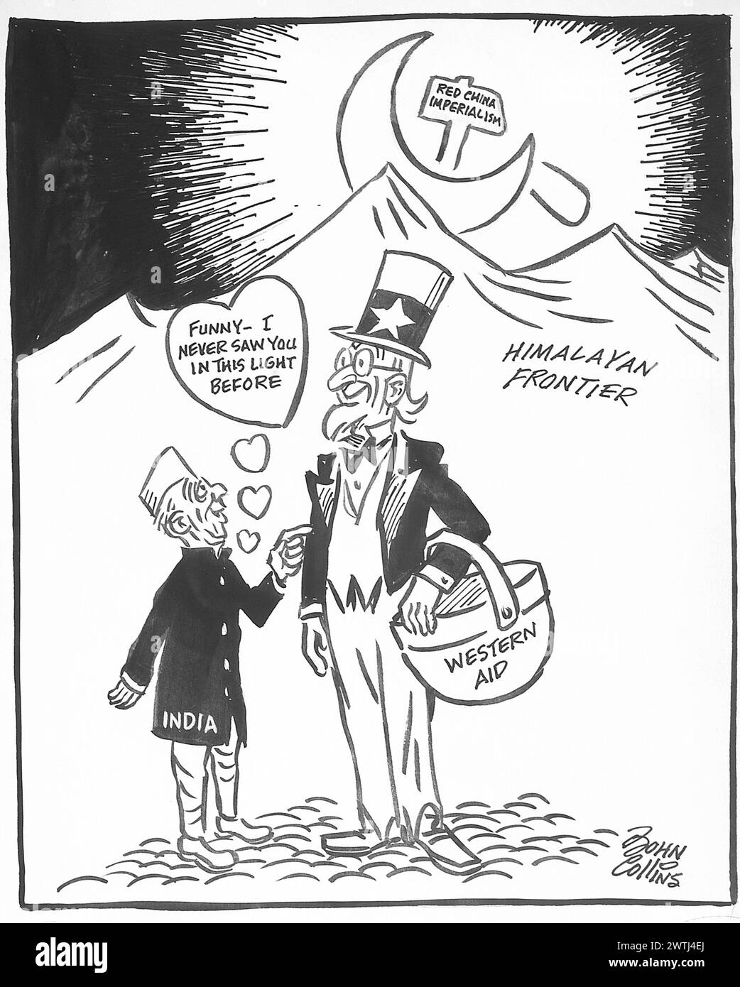 Cartoon - wenn der Mond über den Berg kommt. John Collins (1917-2007) Stockfoto