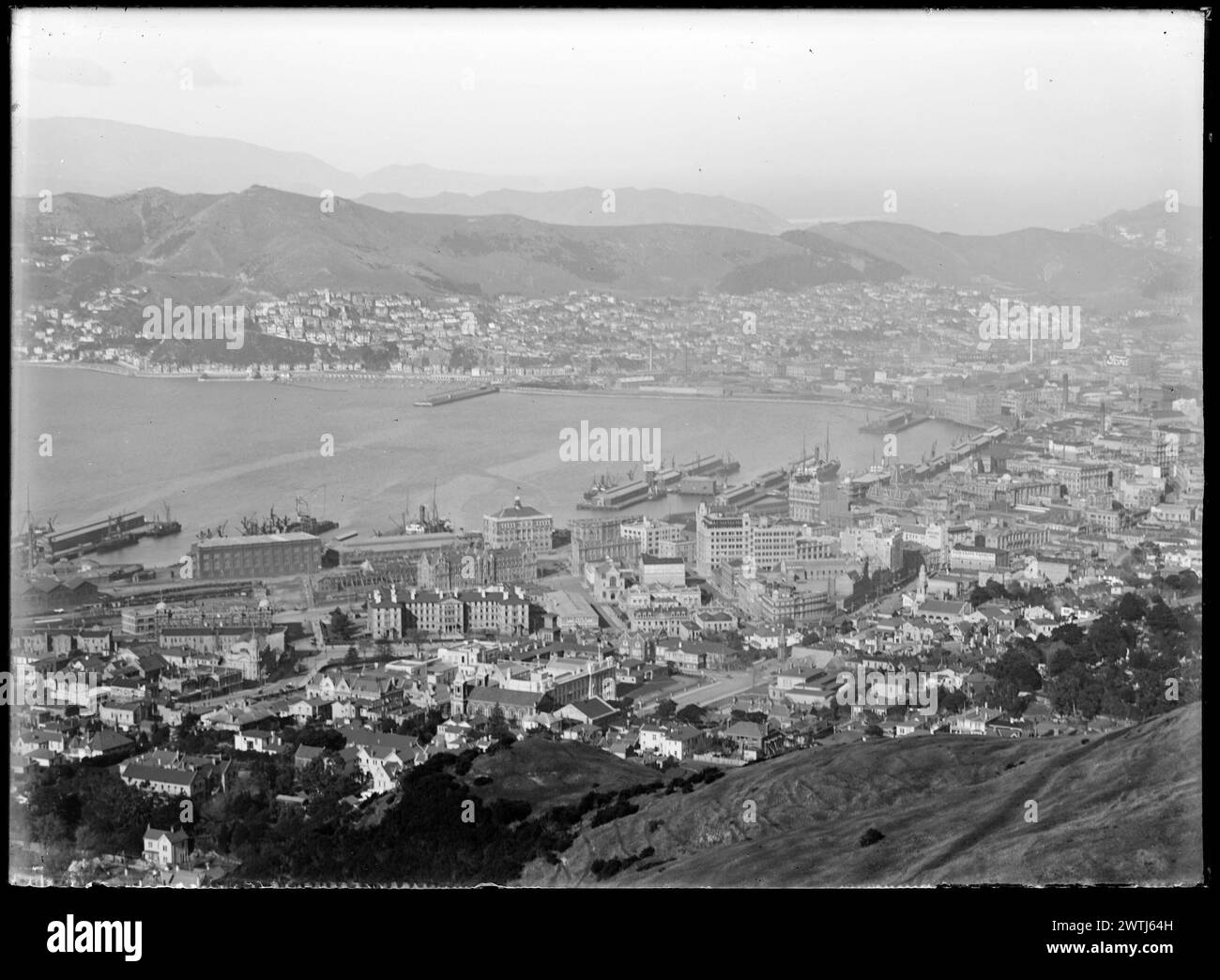 Wellington und Umgebung - Nummer 3, Mai 1923 Schwarzweiß-negative, Stadtansichten, Gelatine-Trockenplatten-negative Stockfoto